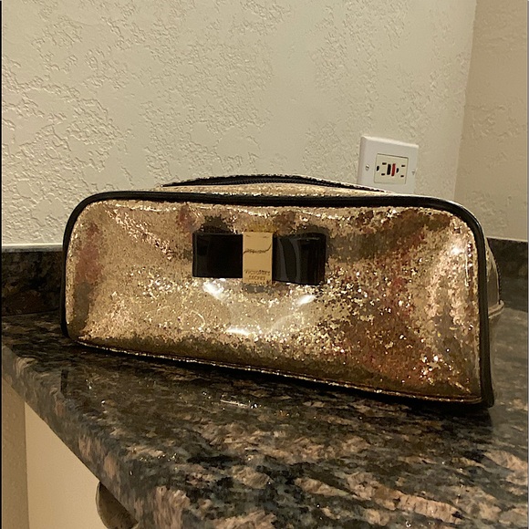 Victoria’s Secret Gold Glitter Makeup Bag - Picture 1 of 10